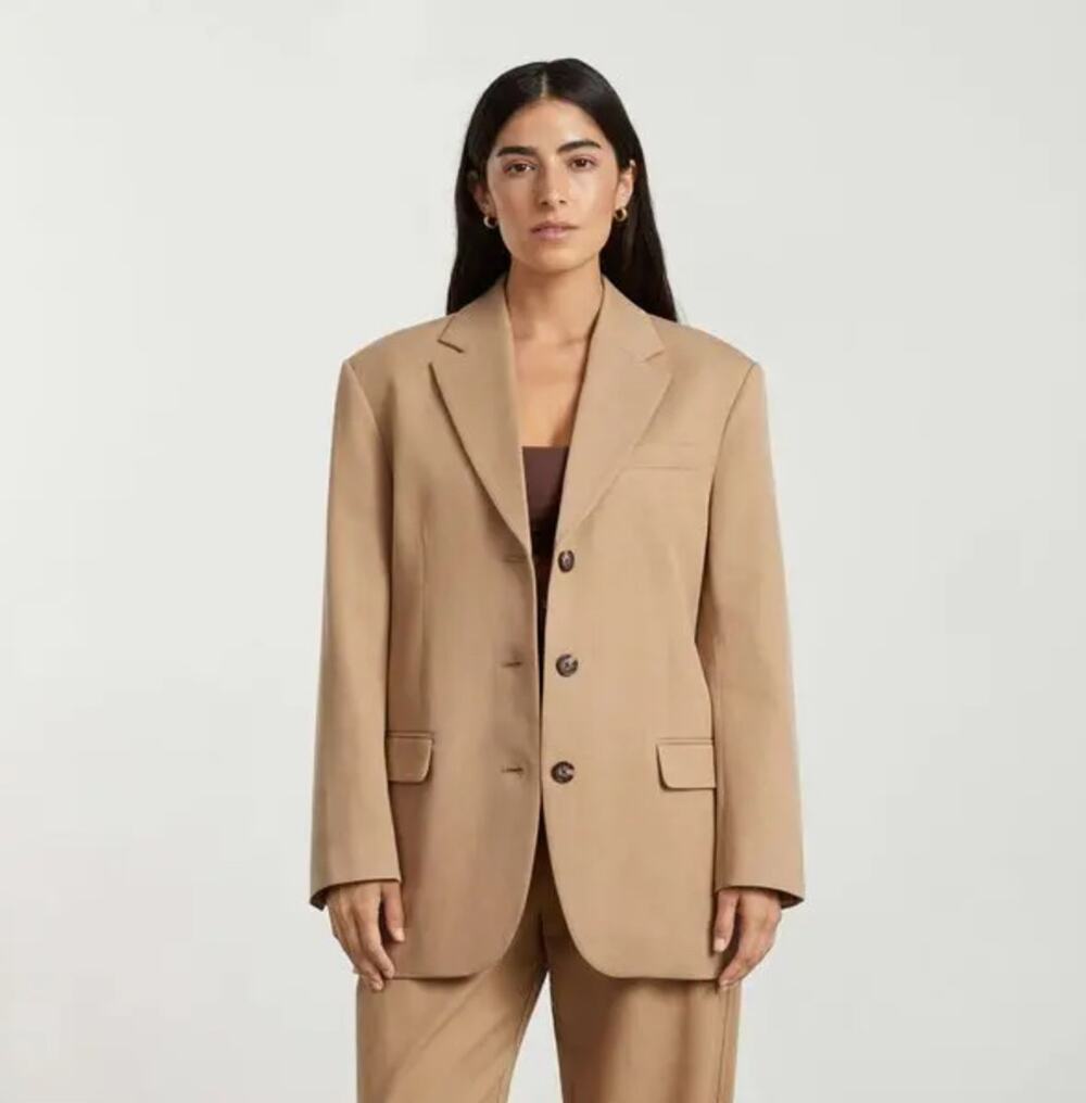 Everlane The 80's Blazer in Ash Brown 3 Button Front L/S Women 0 NWD FLAW